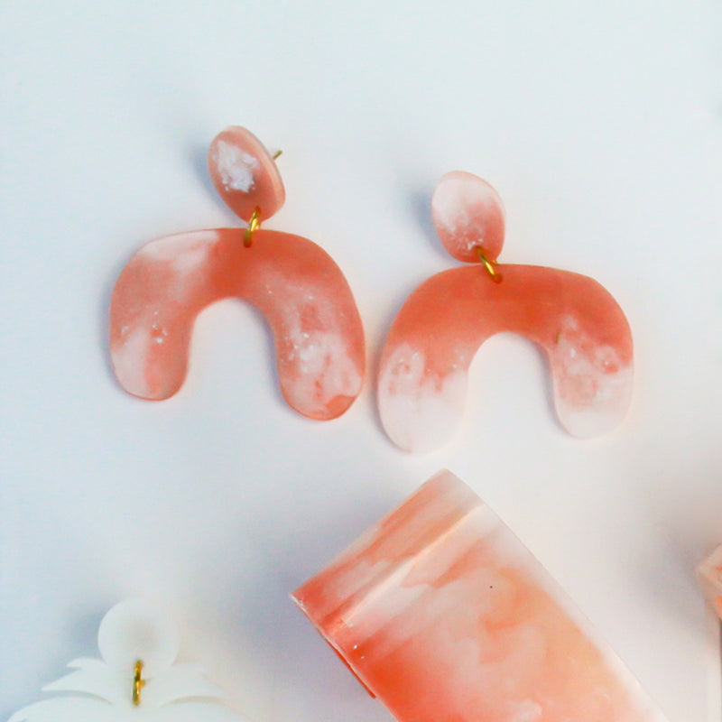 Peach Fizz 'C' Shape Earrings